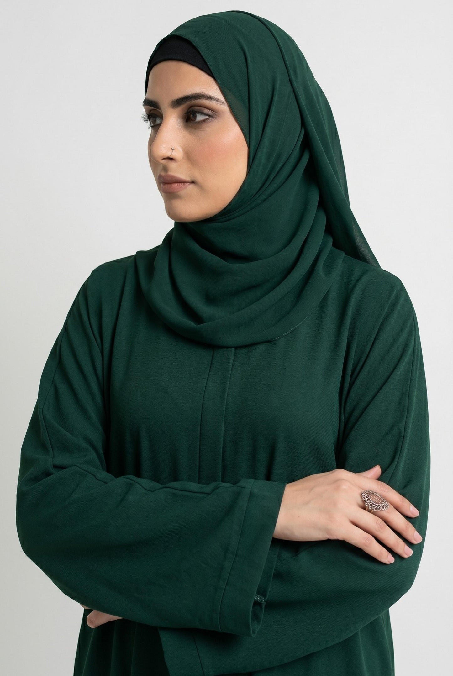 Abaya - Bottle Green with Hijab & Cap