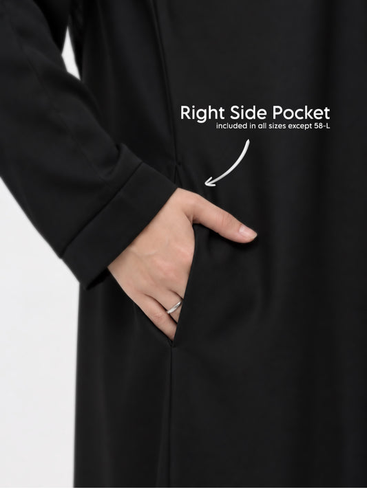 Front Open Abaya - Black