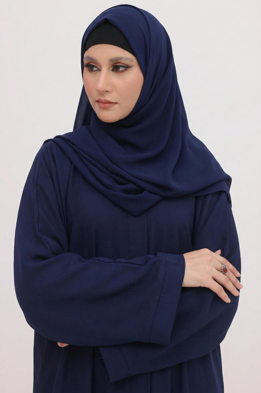 abaya navy blue hijab and cap