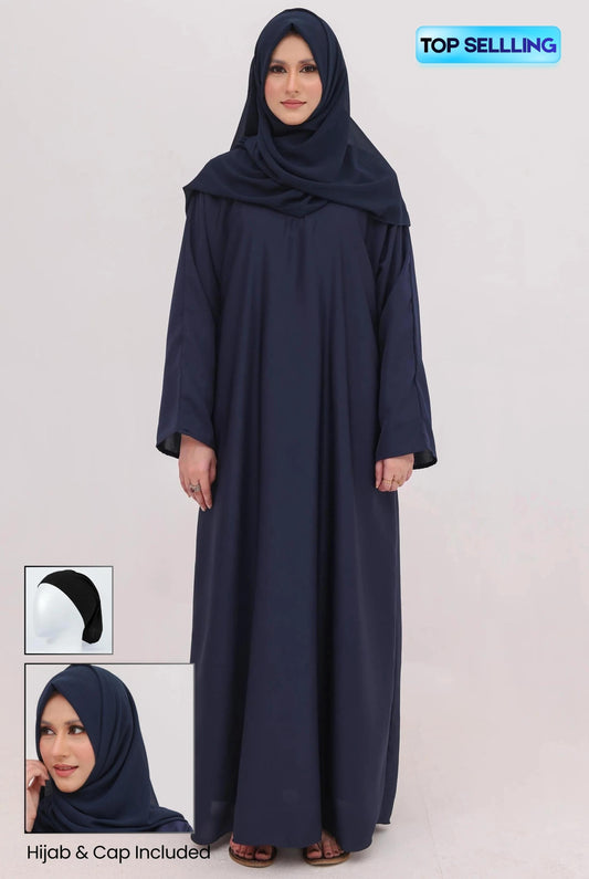 closed navy blue abaya