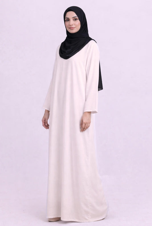 closed abaya offwhite