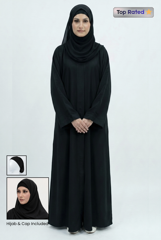 Front Open Abaya - Black