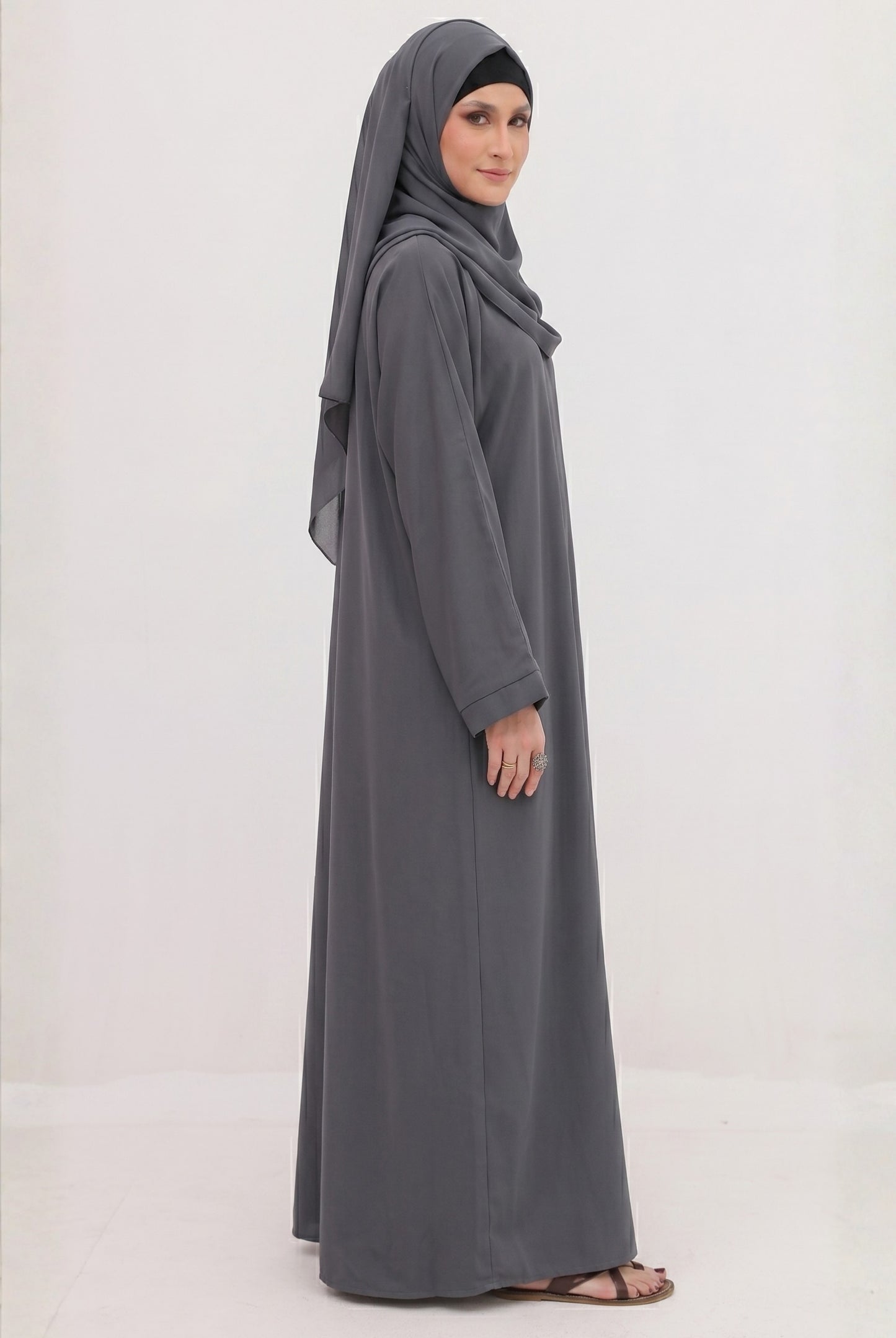 Abaya - Gray with Hijab & Cap