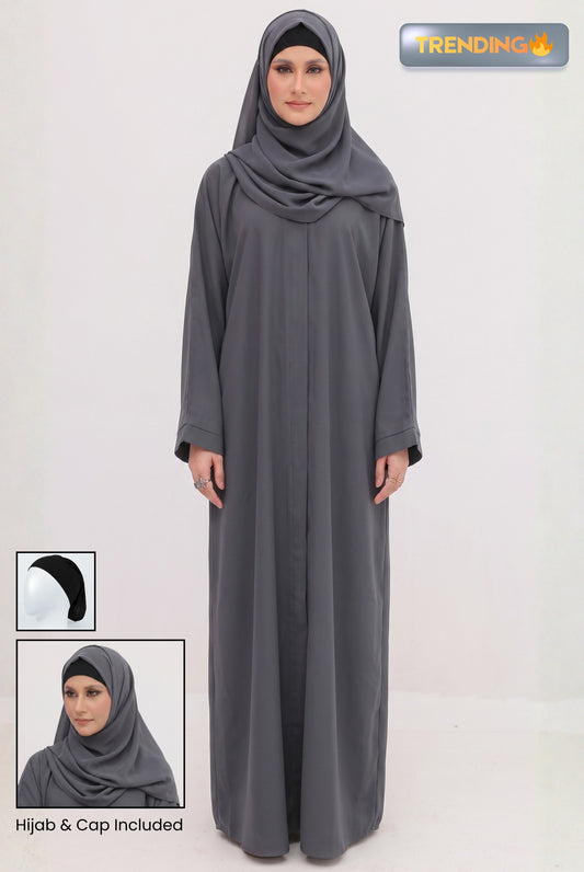 Front Open Abaya - Gray