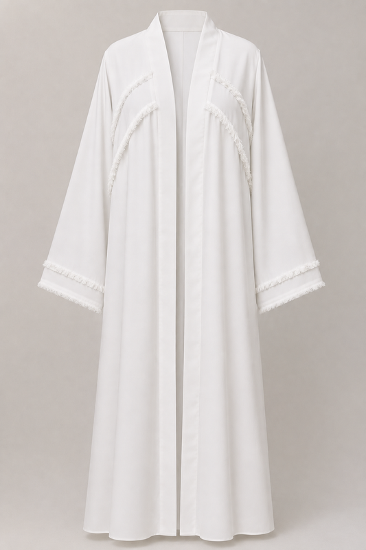 Front Open Abaya - Pure White