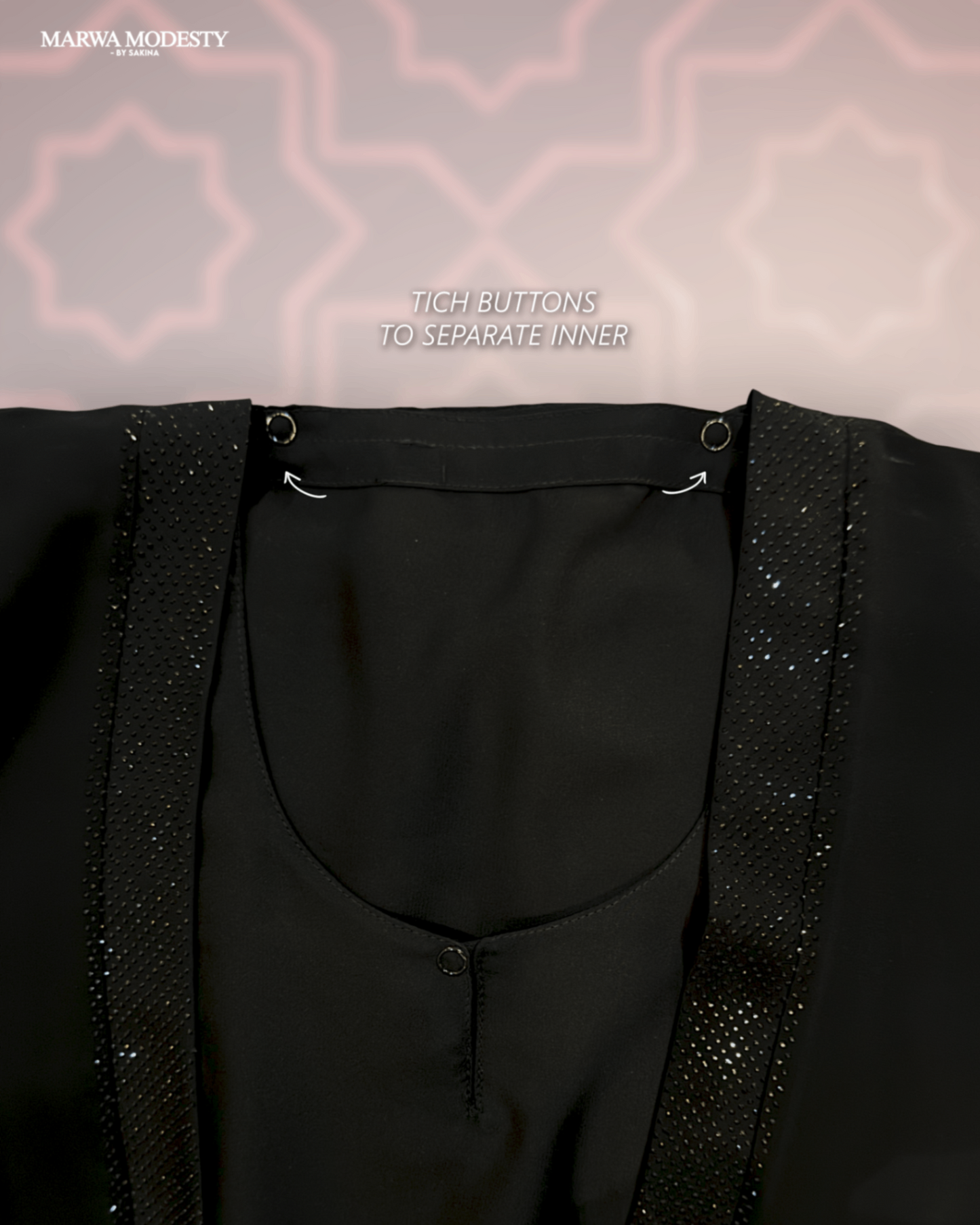 double abaya attended buttons