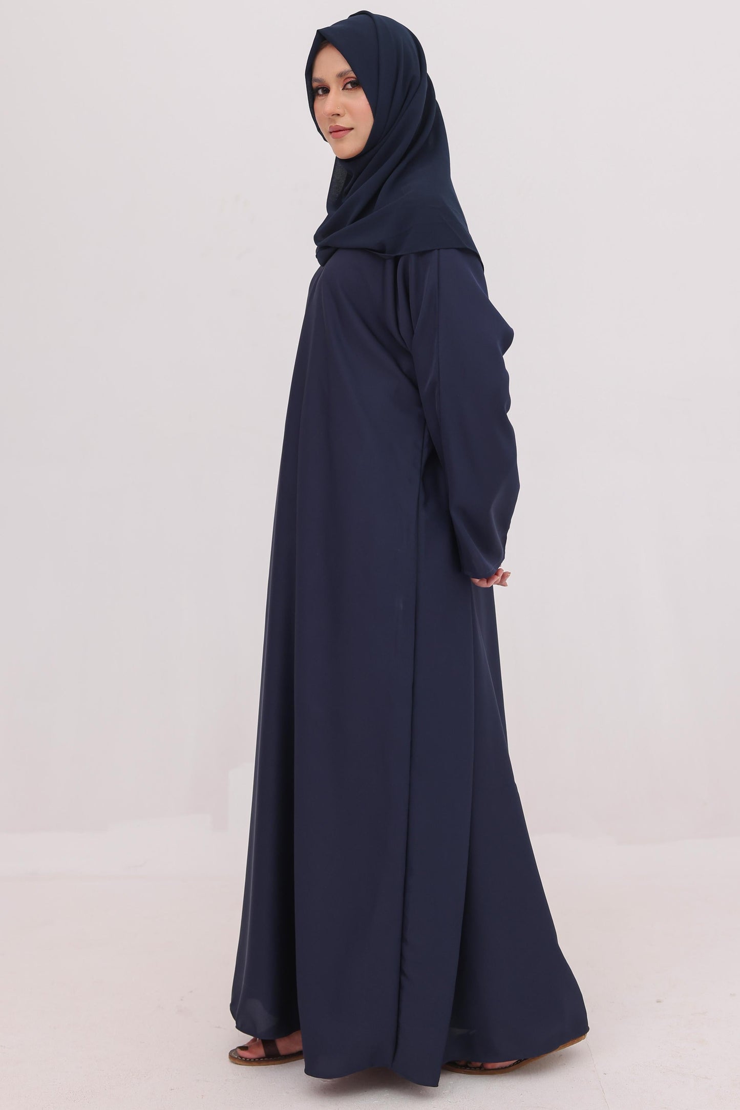 closed navy abaya with hijab nida