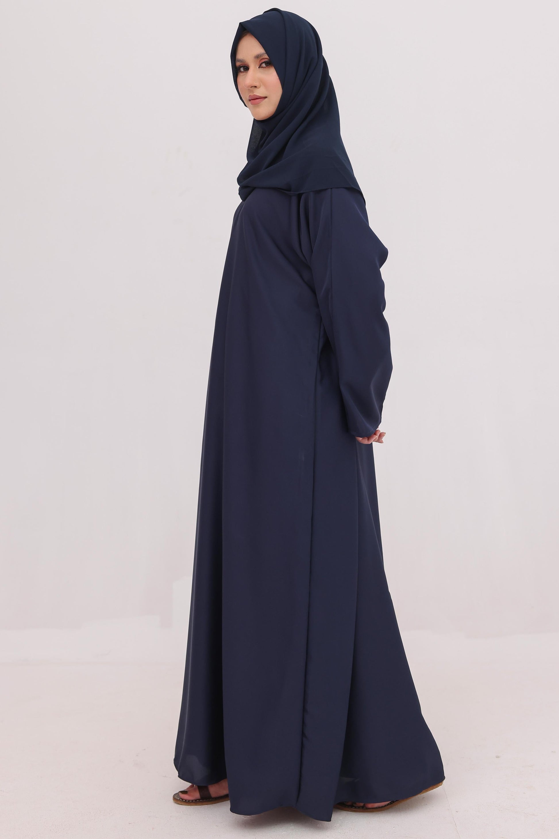 closed navy abaya with hijab nida