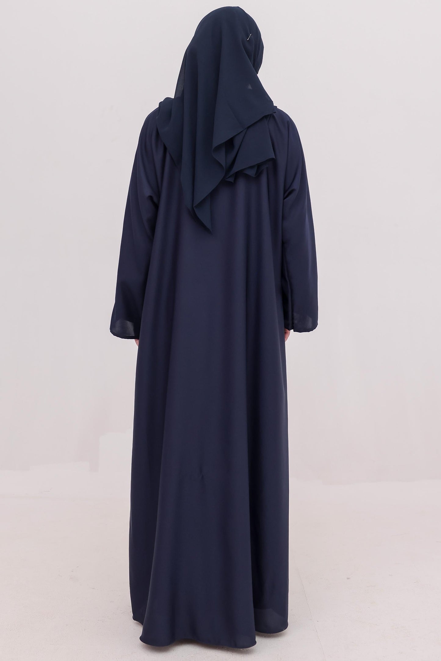 closed navy abaya with hijab nida