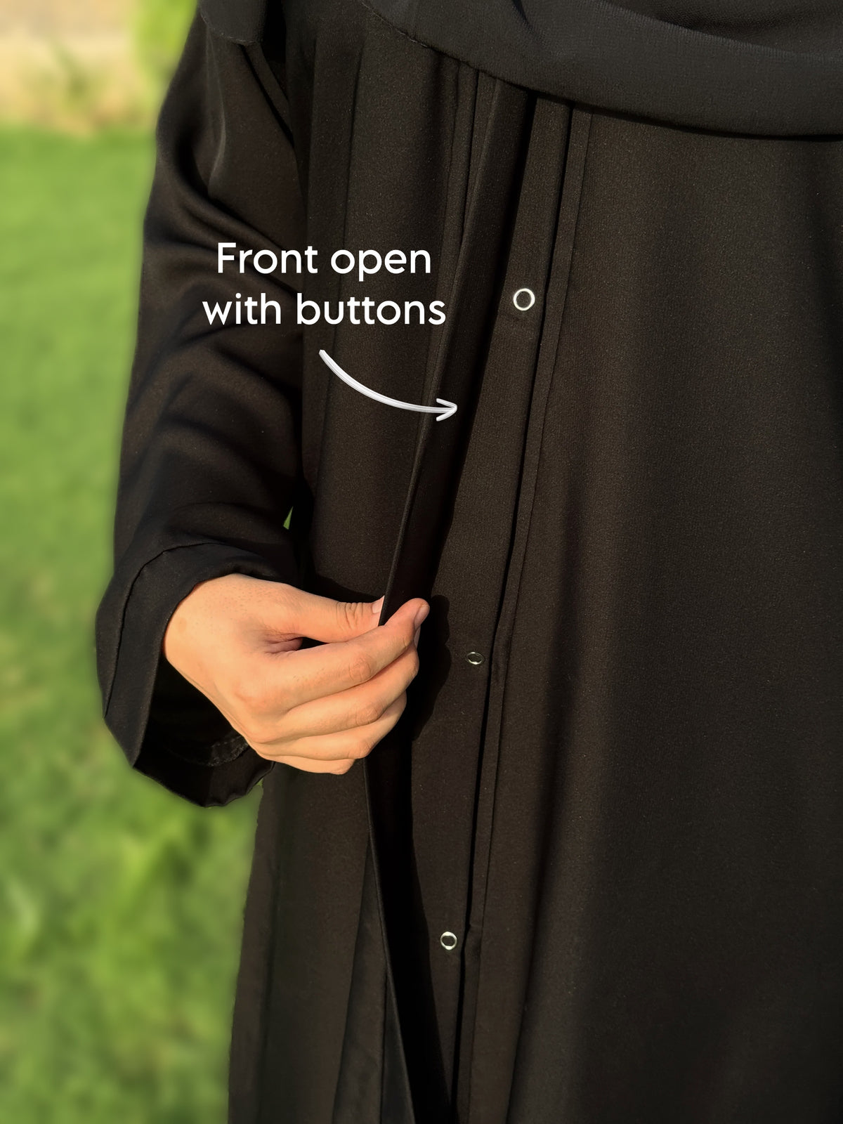 Front Open Abaya - Black