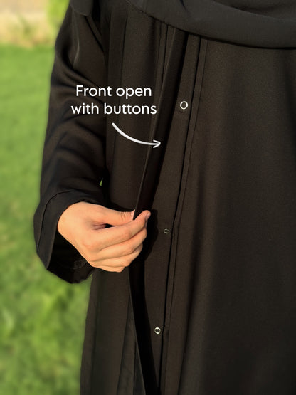 Front Open Abaya - Black
