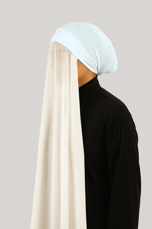 Hijab With Cap Attached - White