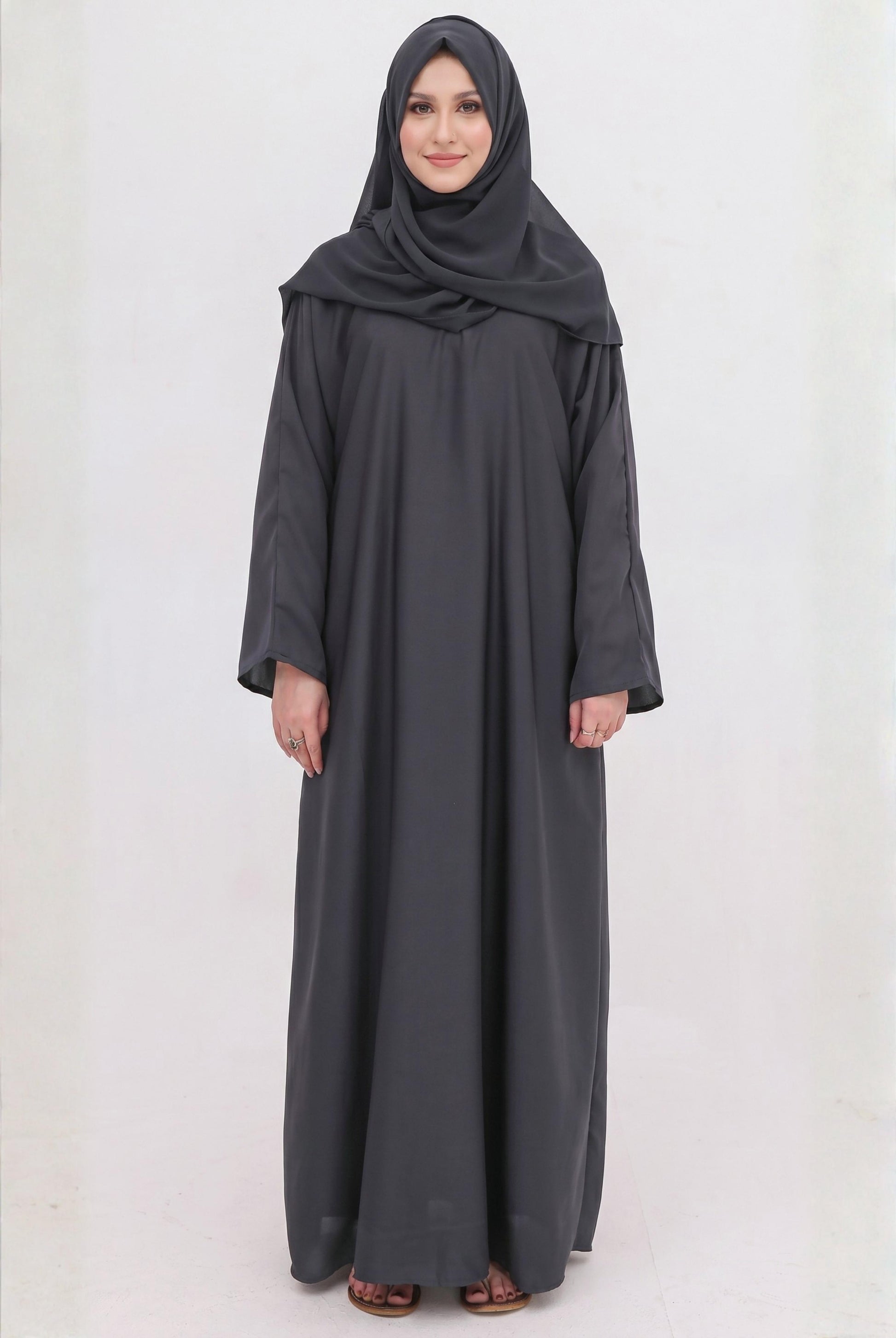 closed abaya gray