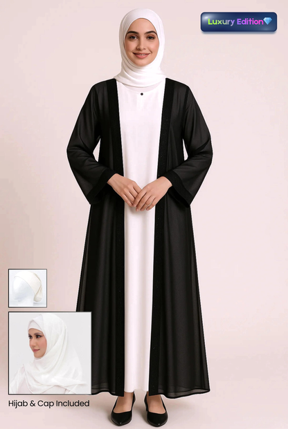 Double abaya with hijab and cap