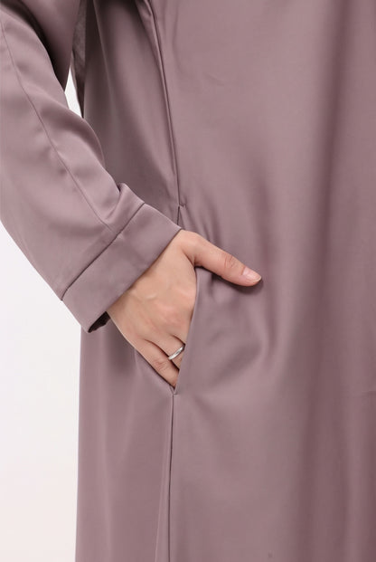 Front Open Abaya - Light Pink (with side pocket)