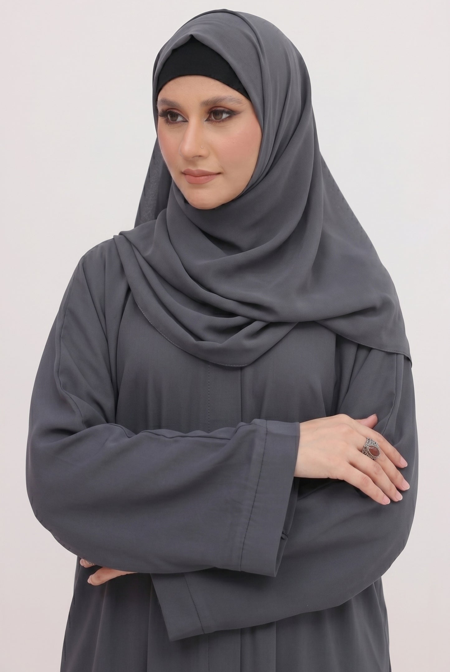 Front Open - Abaya with Hijab & Cap
