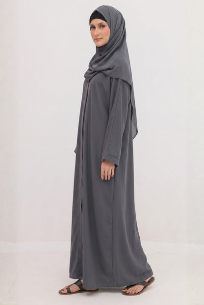 Abaya - Gray with Hijab & Cap