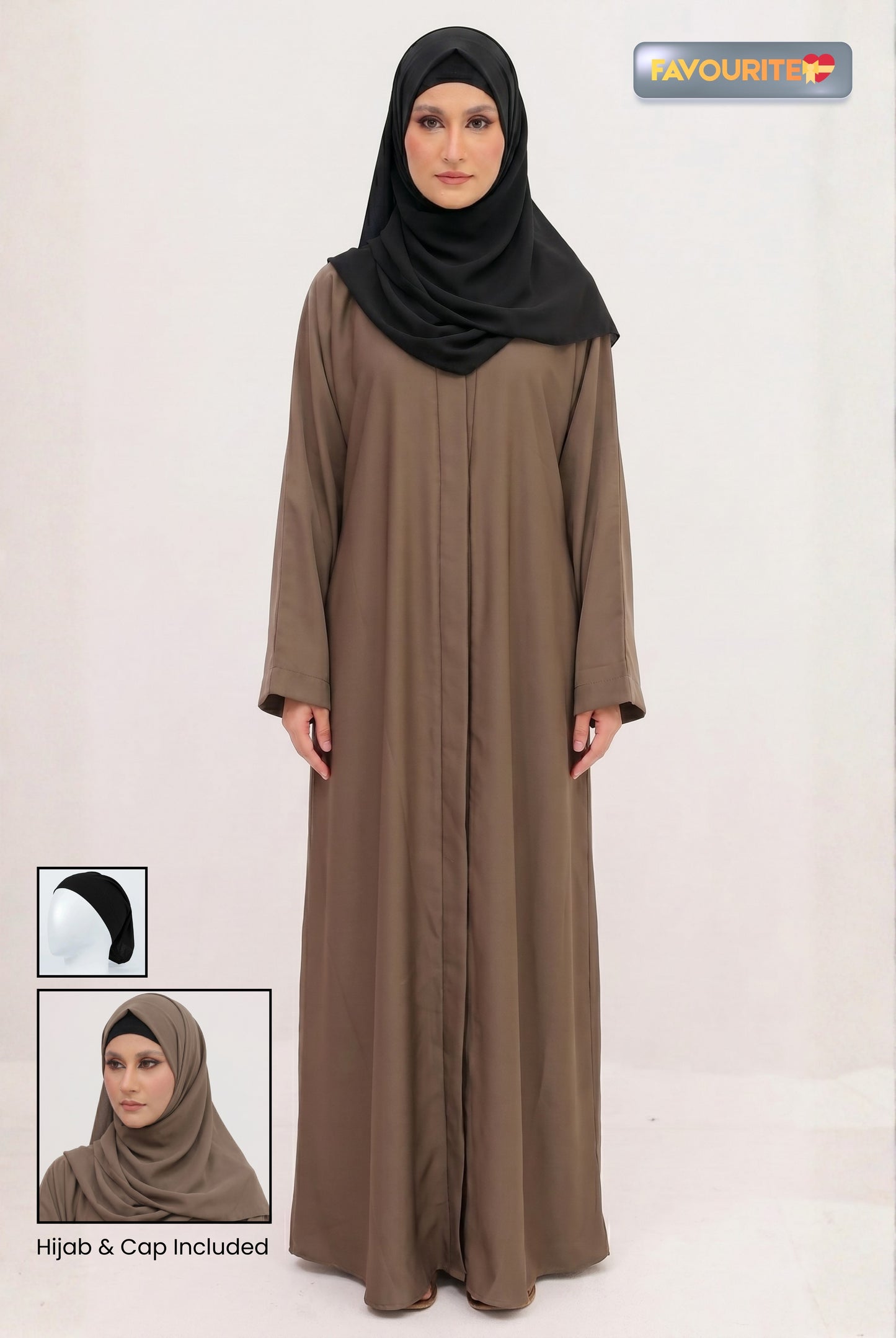 Front Open - Abaya with Hijab & Cap