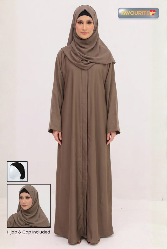 Abaya - Camel with Hijab & Cap