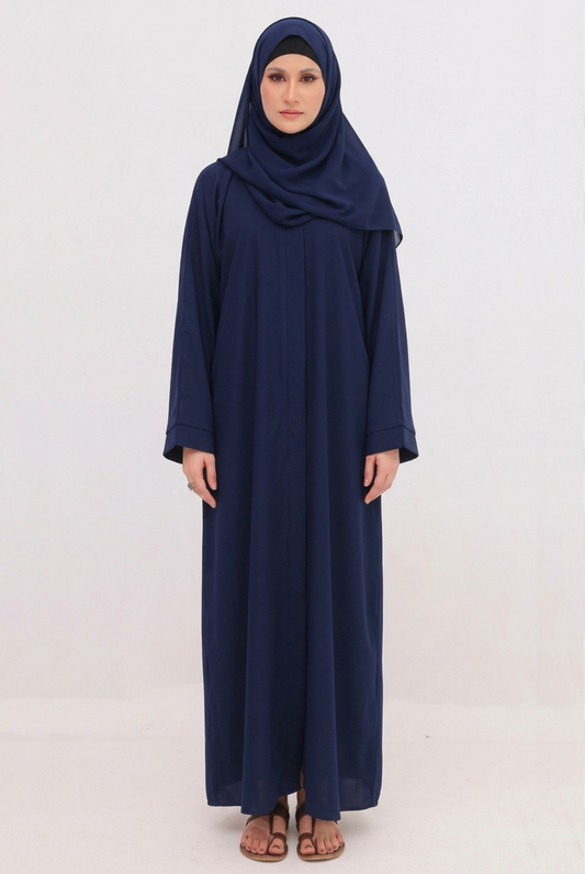 Front Open Abaya - Navy Blue