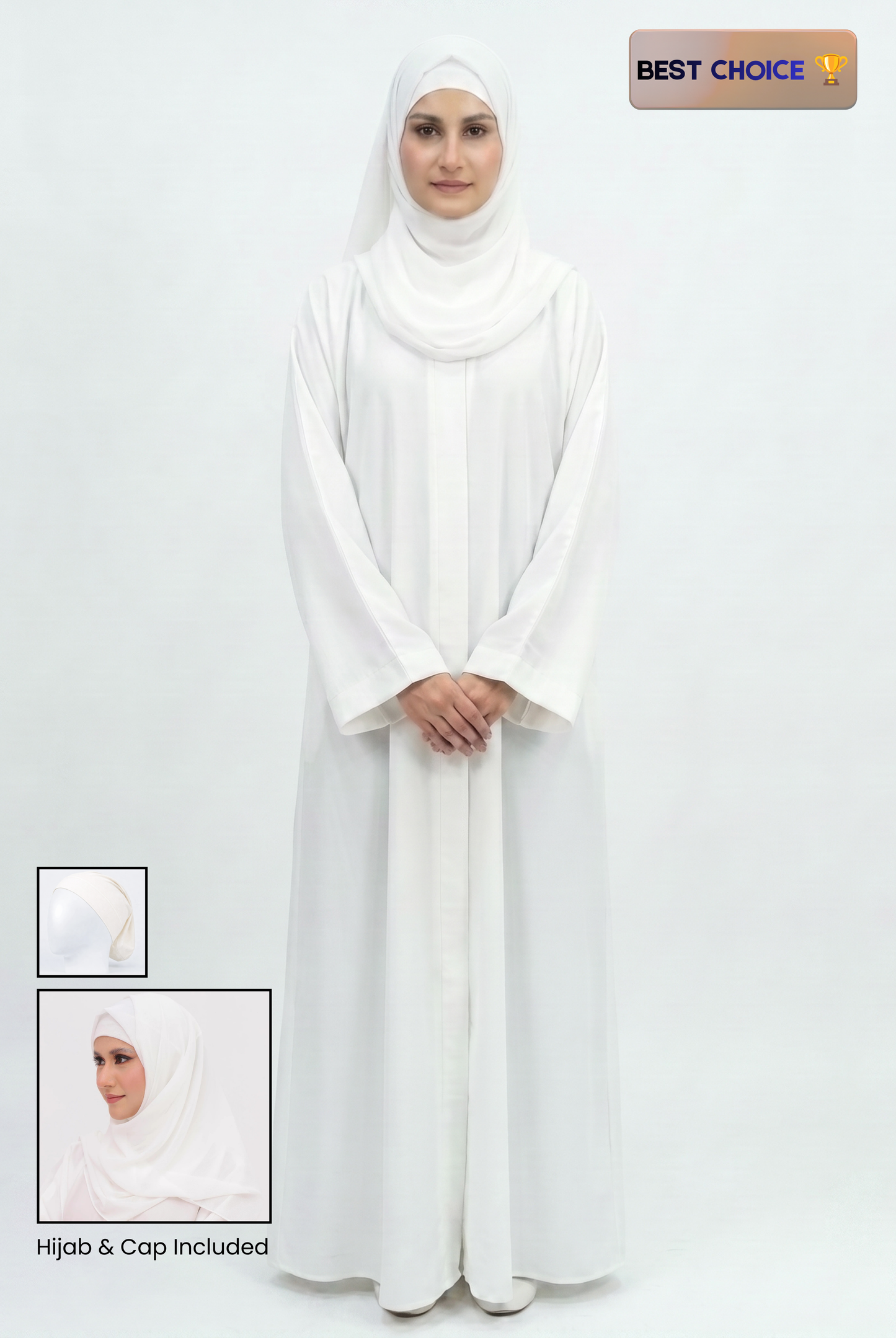 Abaya - Off White with Hijab & Cap