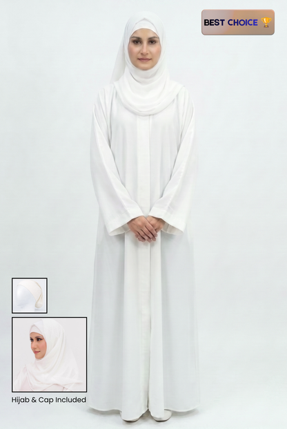 Abaya - Off White with Hijab & Cap
