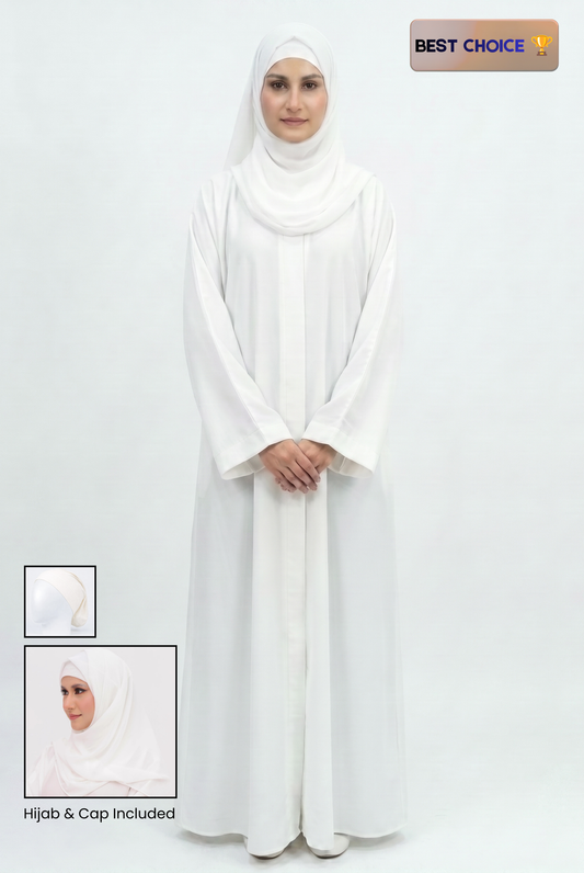 Abaya - Off White with Hijab & Cap