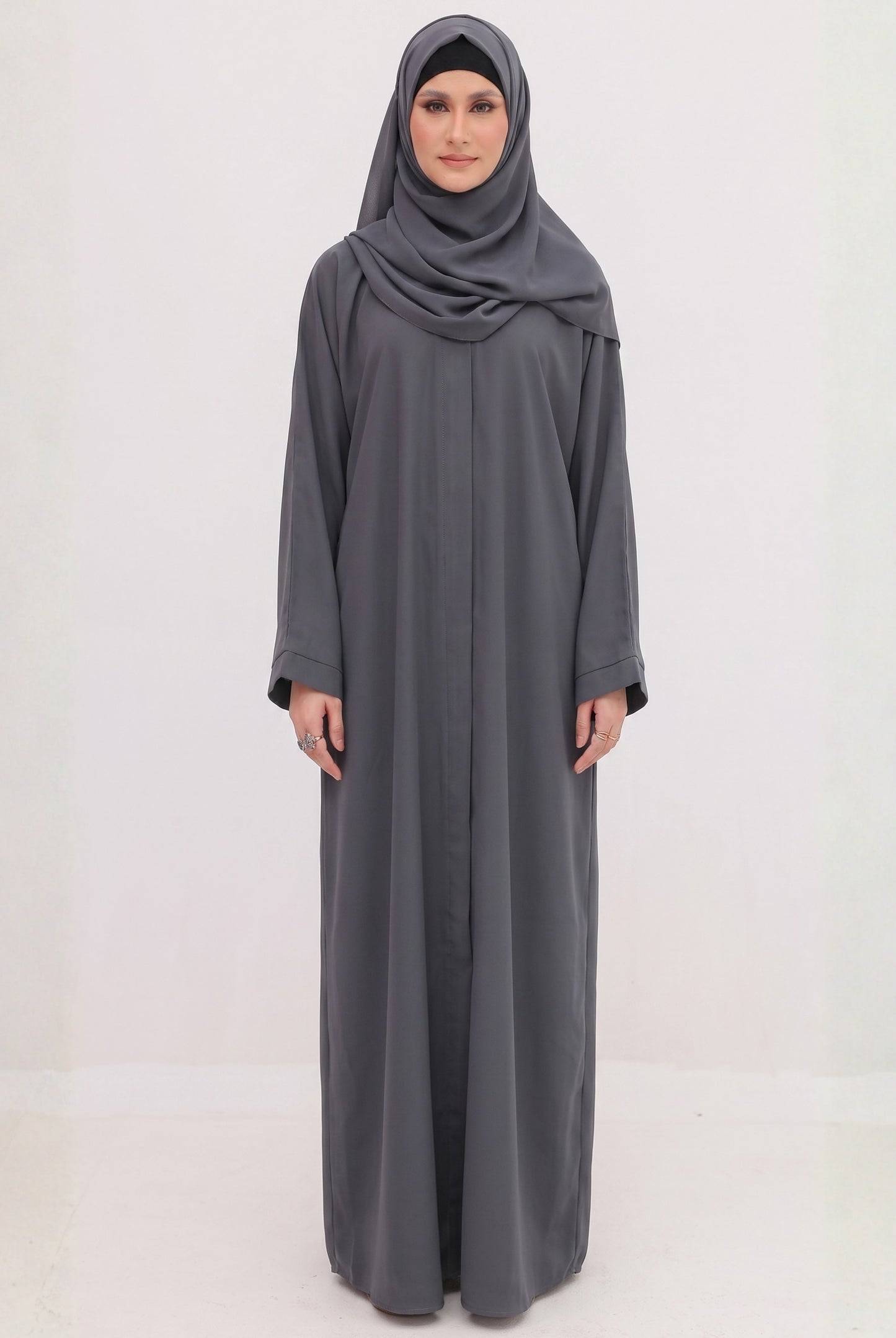 Abaya - Gray with Hijab & Cap