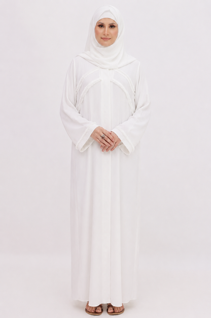 Front Open Abaya - Pure White