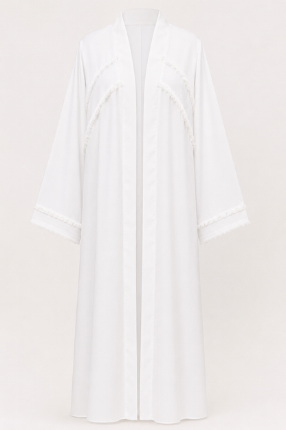 Front Open Abaya - Pure White