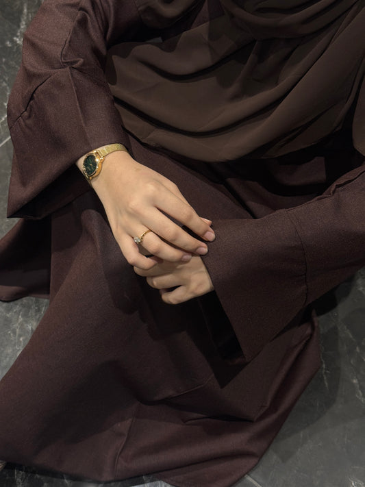 ABAYA (PASHMINA) - ROYAL BROWN
