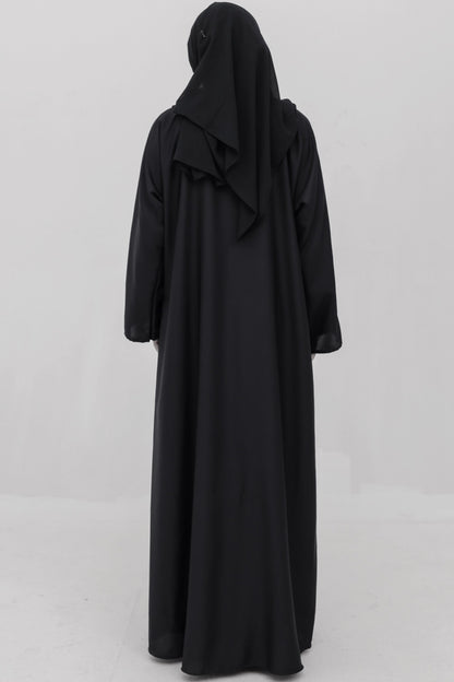 Closed Abaya - Black with Hijab & Cap