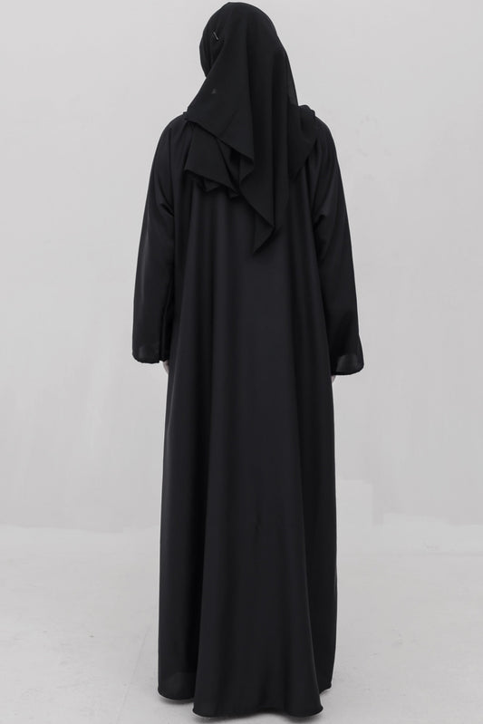 Front Closed Abaya - Black