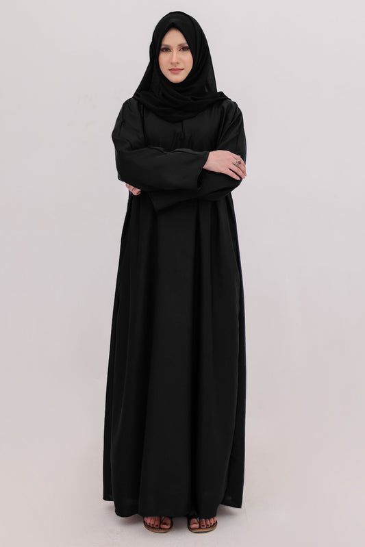 Closed Abaya - Black with Hijab & Cap