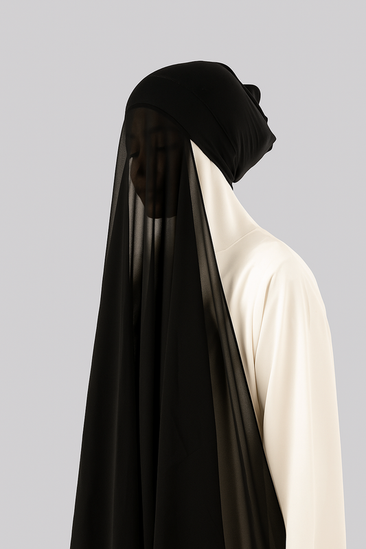 Hijab With Cap Attached - Black