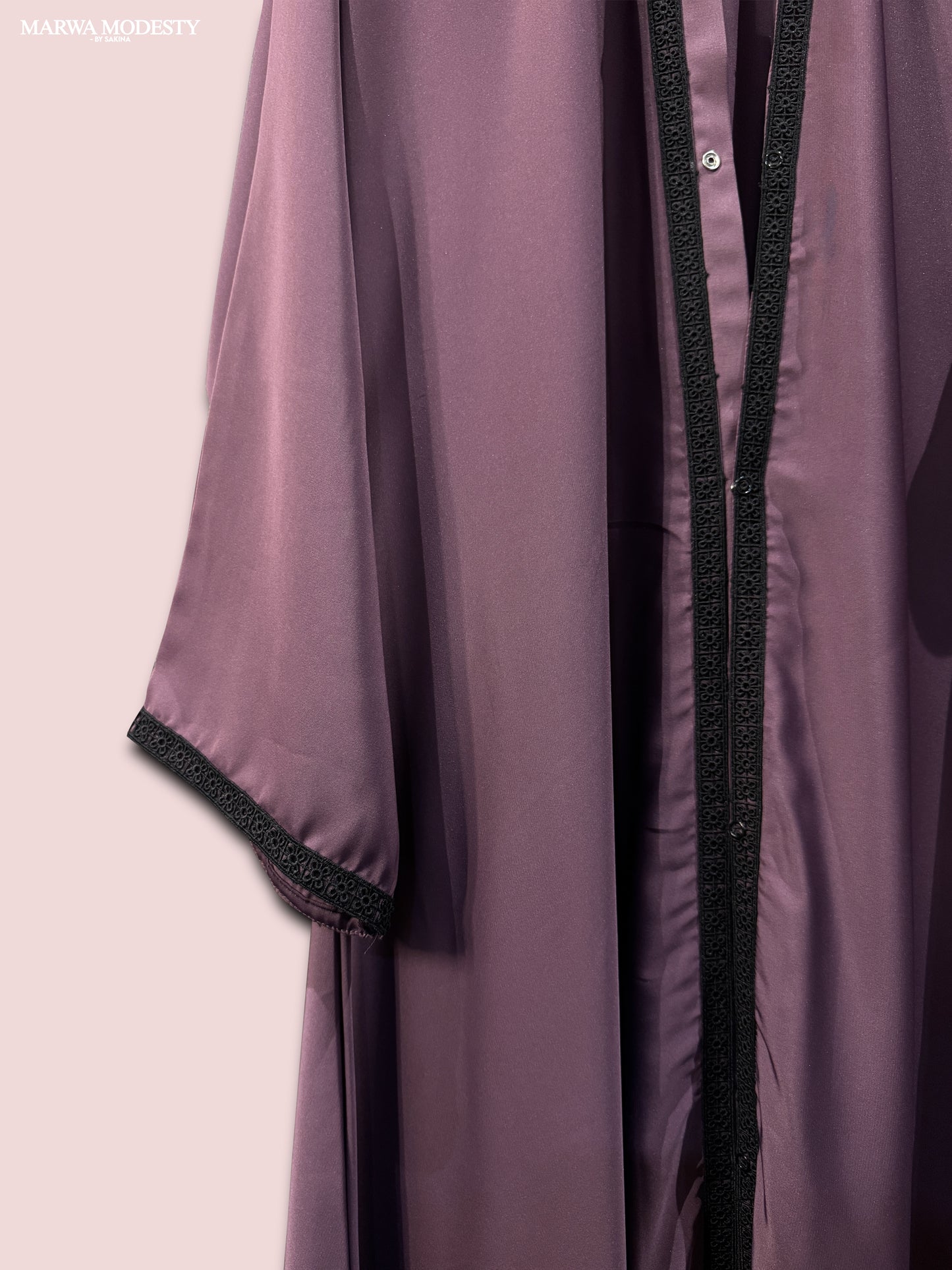 Abaya - Purple with Black Floral Lace
