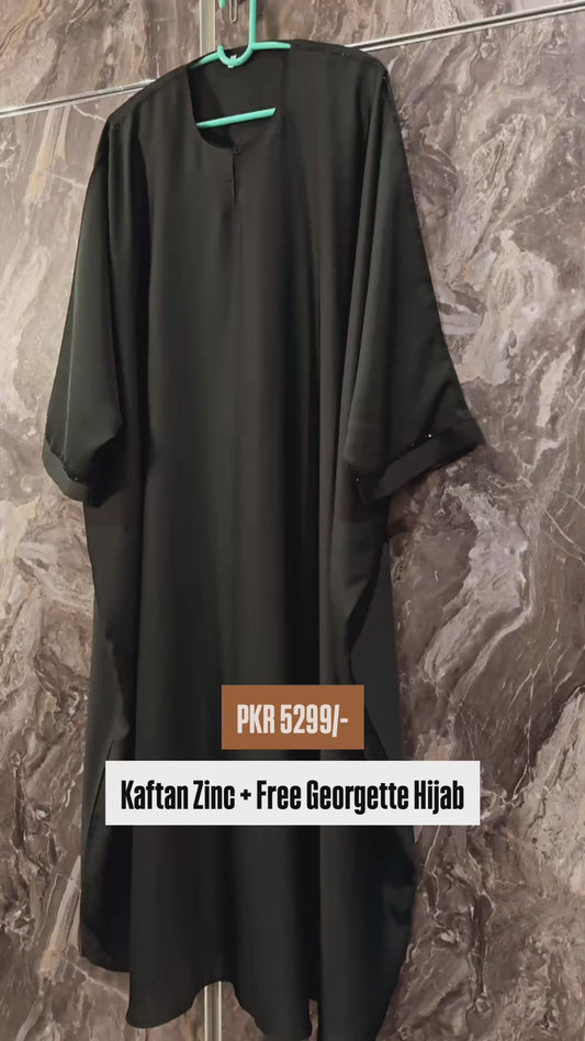 Abaya (Kaftan with Stones) - Bottle Green